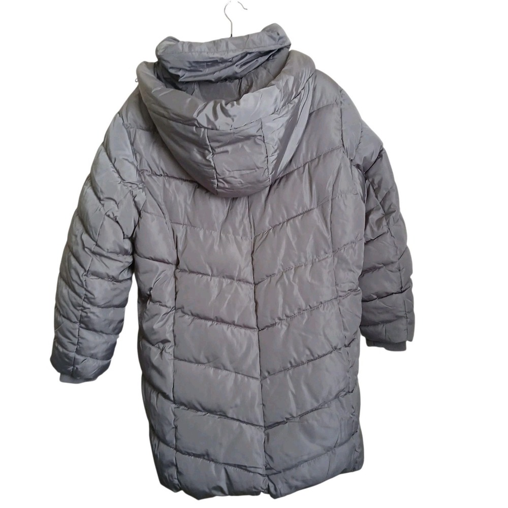 Steve Madden Gray Puffer Coat Womens Plus Size 2X Long Quilted Winter Jacket - Picture 8 of 16